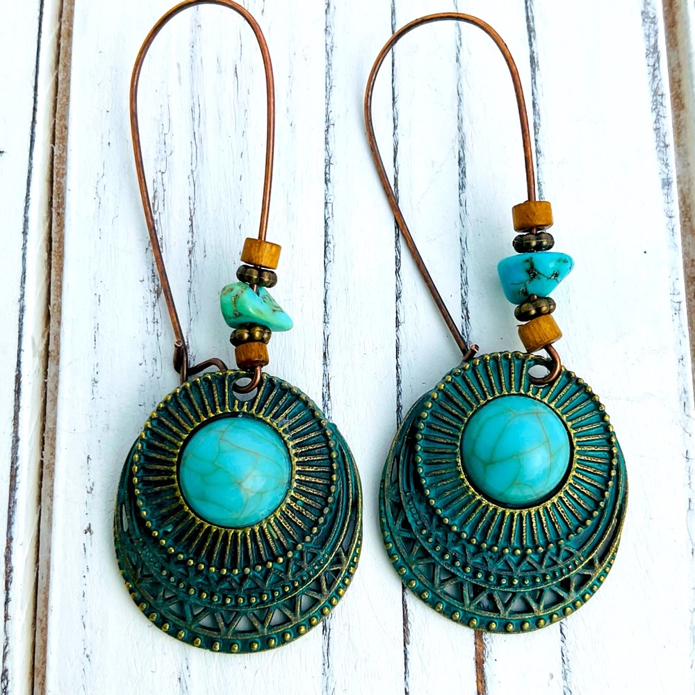 Turquoise Southwestern Style Drop Earrings